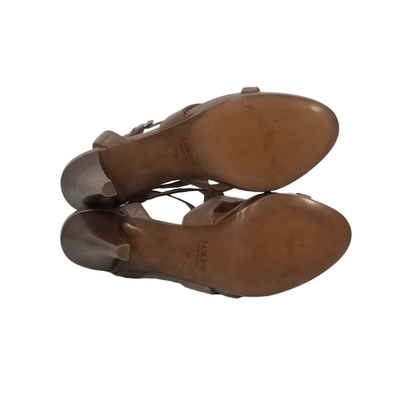 J Crew Menara Womens New Italian Leather Strappy Sandals Heels in Taupe Size 10 - Picture 8 of 13